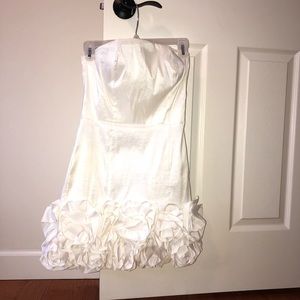 saks fifth avenue  short white ruffle mini dress